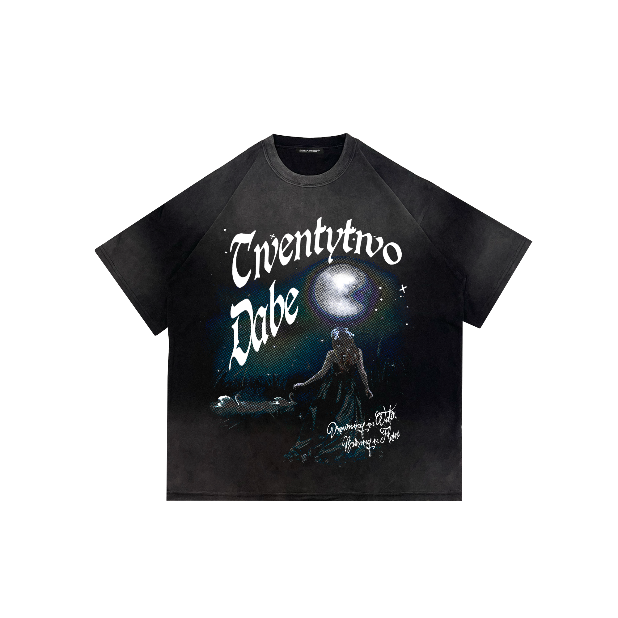 T-Shirt ''Drowning in water burning in flame'' Black