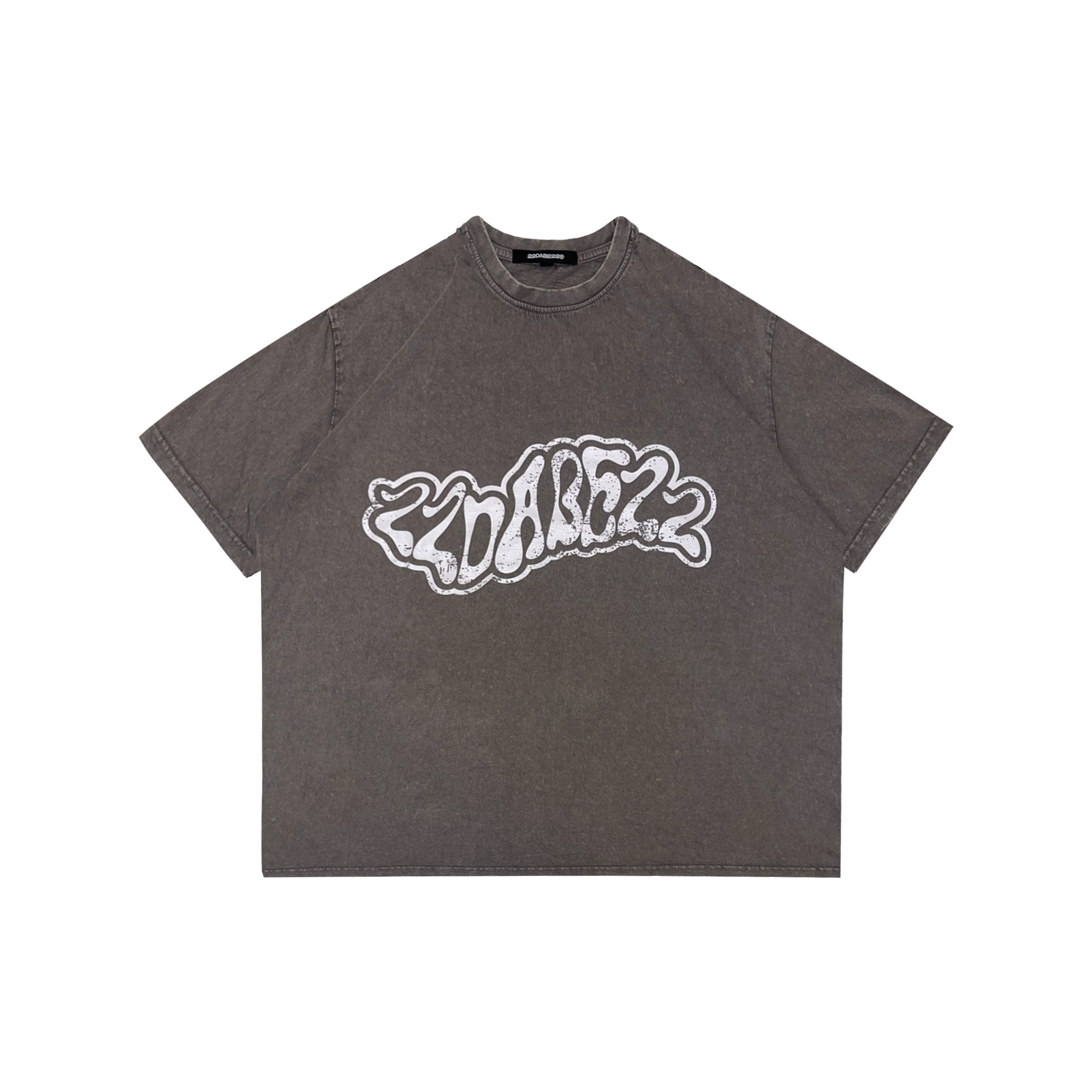 T-shirt Washed Grey White Logo Print