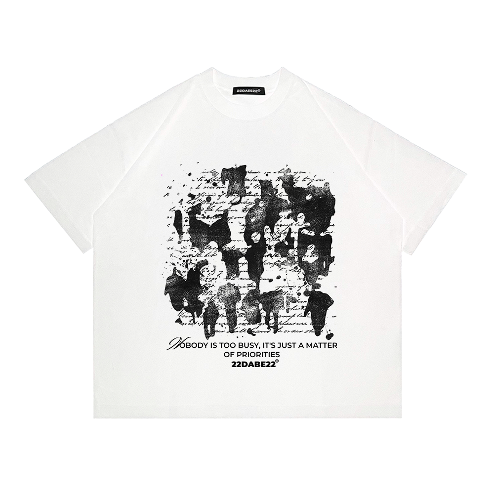 T-Shirt 22DABE22® - ''PRIORITIES'' White/Black