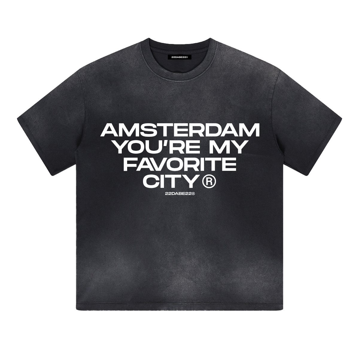 Black Washed ''Amsterdam'' T-Shirt by 22DABE22®