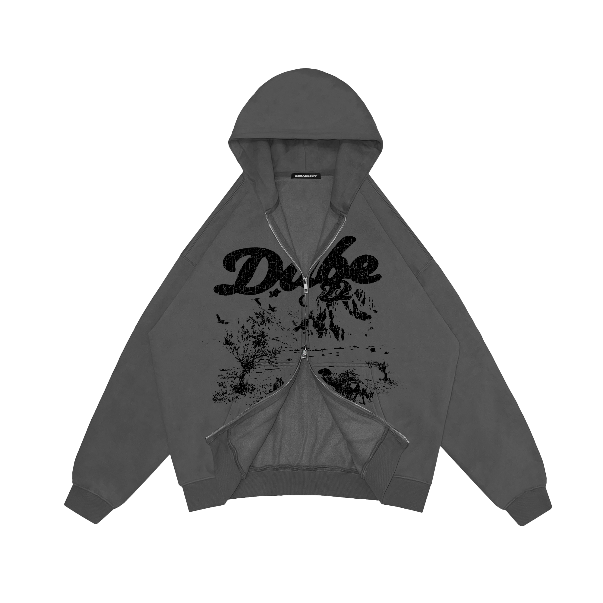 Double Zip Jacket Grey Savanna Black Print