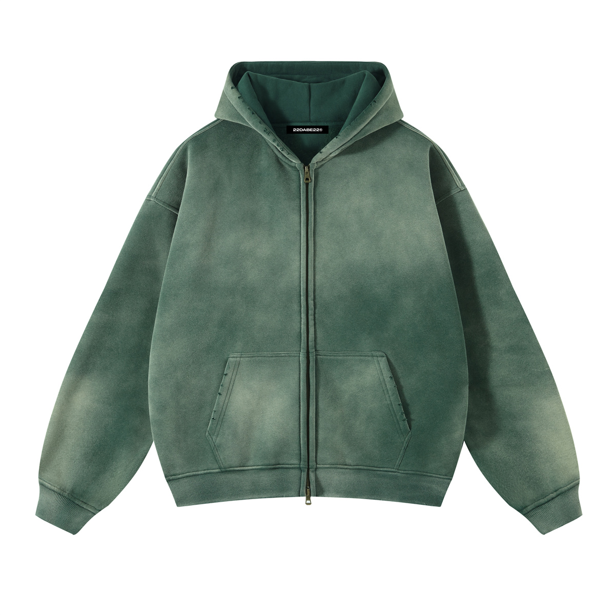 Zip Jacket Washed Basic Bottle Green