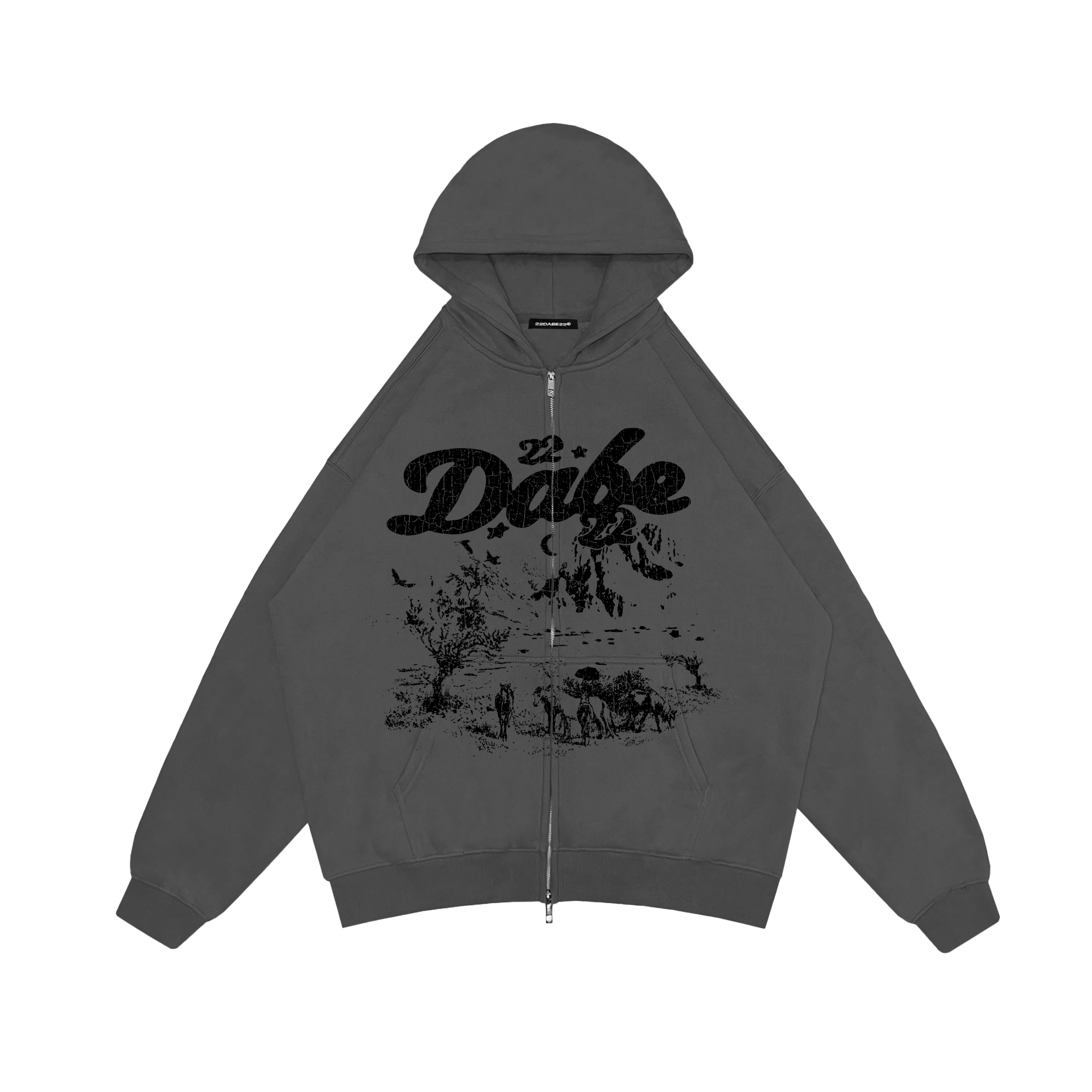 Double Zip Jacket Grey Savanna Black Print