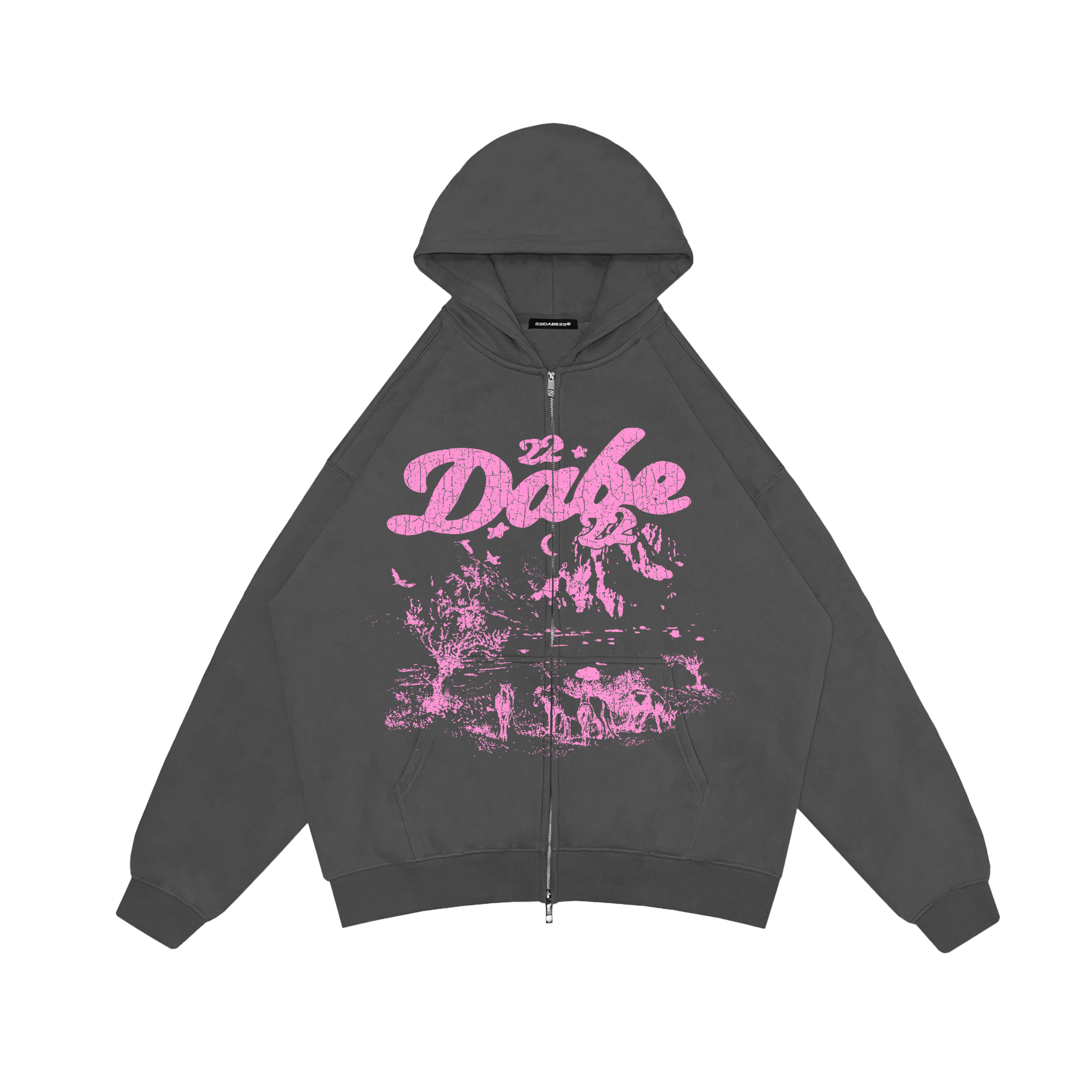 Double Zip Jacket Grey Savanna Pink Print