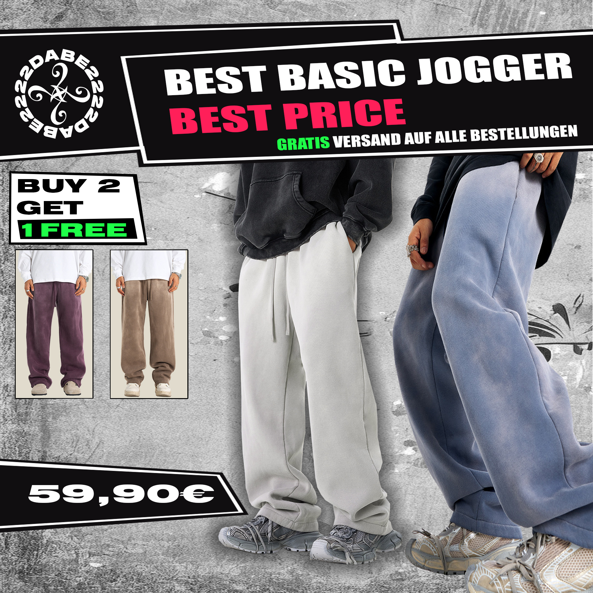 Open Leg Jogger Blue Basic