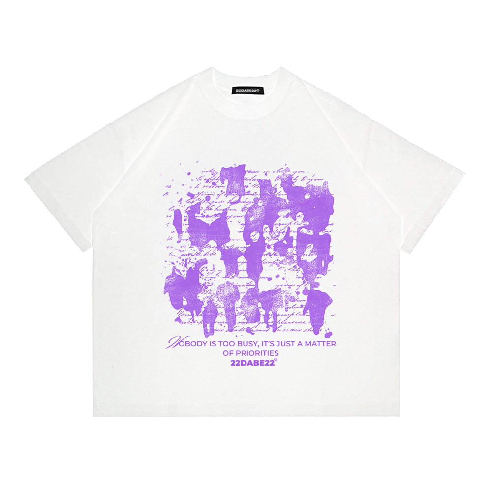 T-Shirt 22DABE22® - ''PRIORITIES'' White/Purple