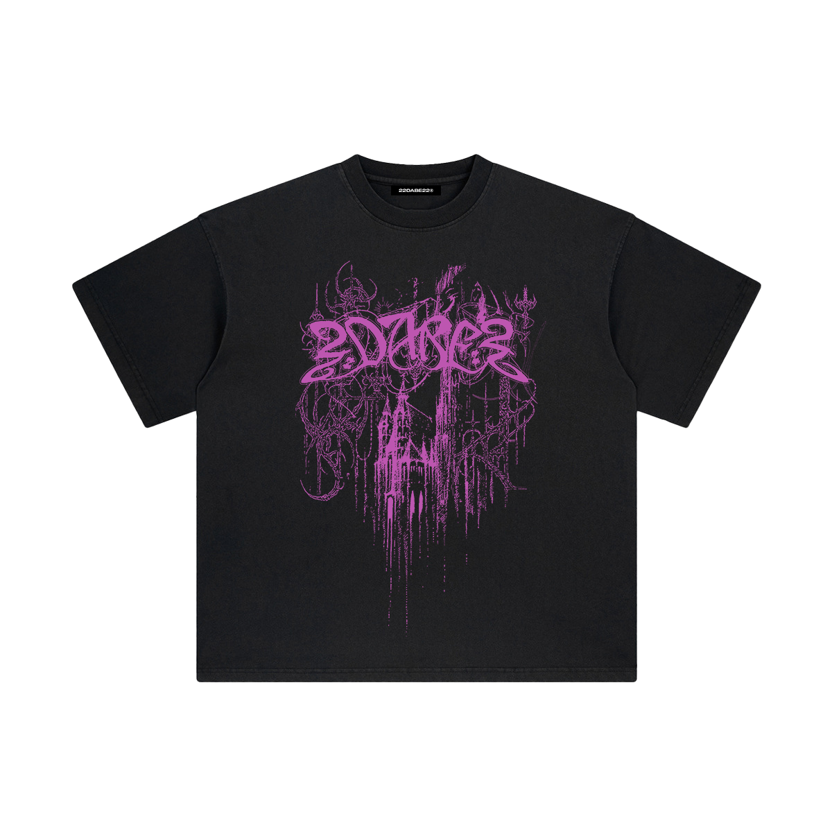 Black / Magenta Castle T-Shirt by 22DABE22®