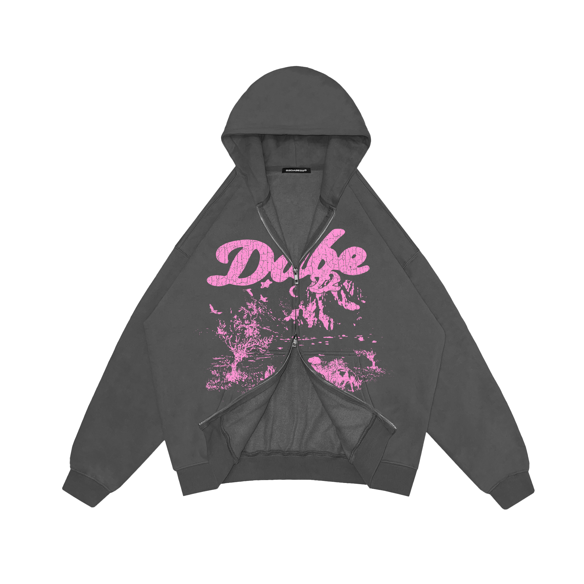 Double Zip Jacket Grey Savanna Pink Print