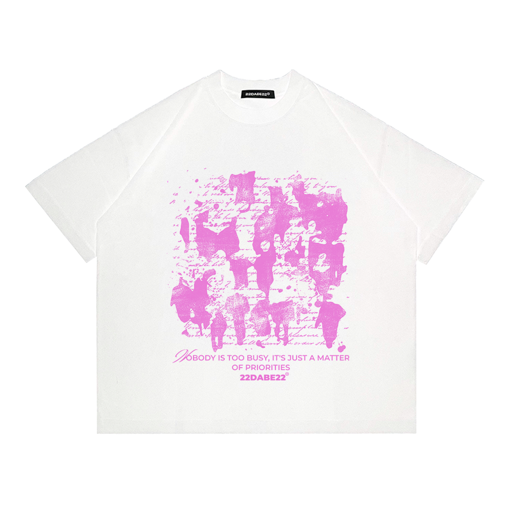 T-Shirt 22DABE22® - ''PRIORITIES'' White/Pink