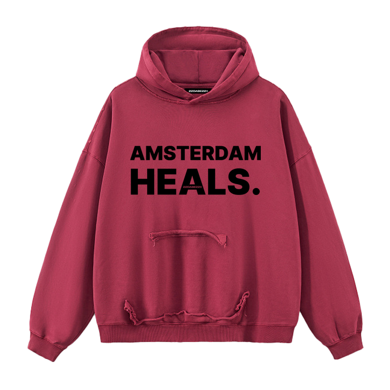 Hoodie Red 'Amsterdam Heals'  by 22DABE22®