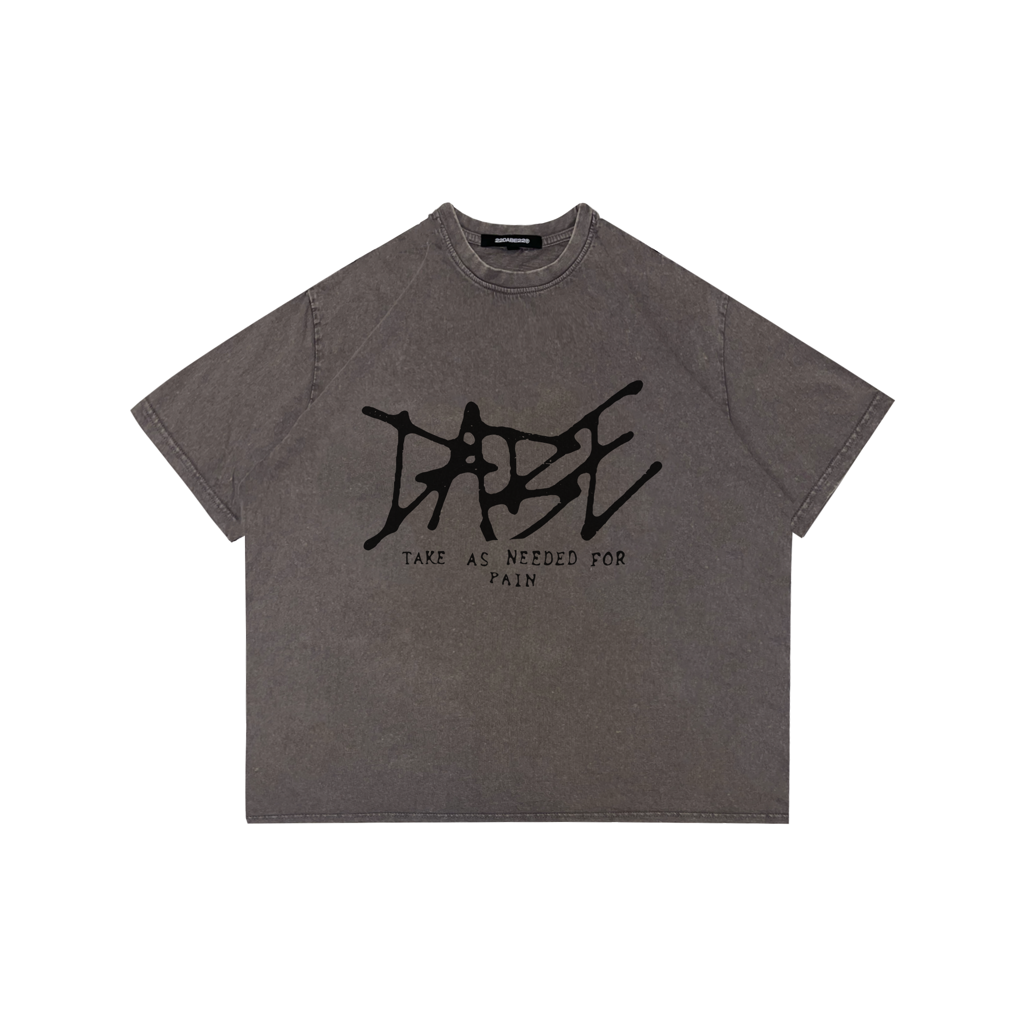 T-shirt Washed Grey Black Logo Print