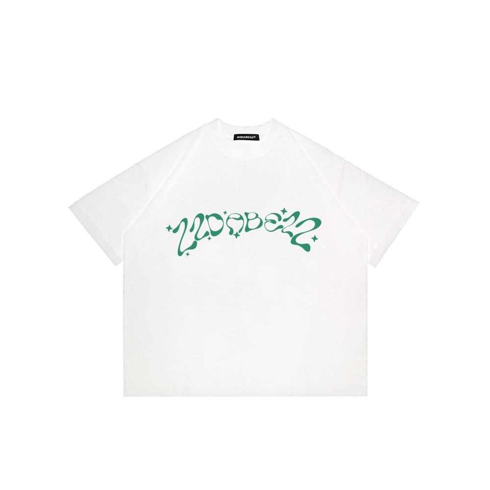 T-Shirt White/Green Logo Y2K by 22DABE22